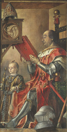 Ritratto del Duca di Montefeltro, famoso guerriero, con il figlio. Di Pietro di Spagna, circa 1476