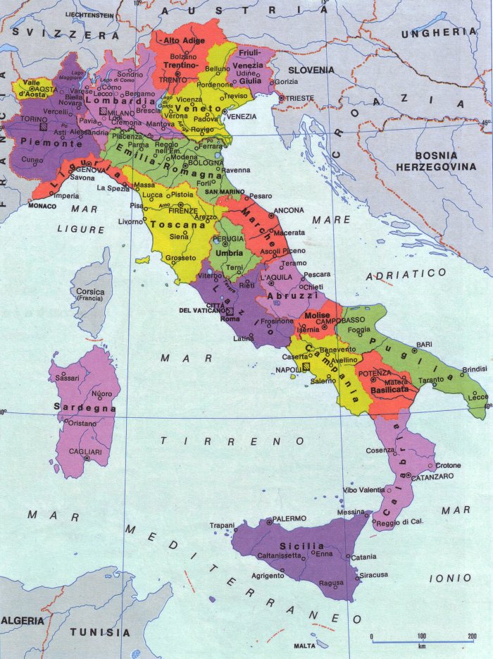 Mappa delle Regioni italiane